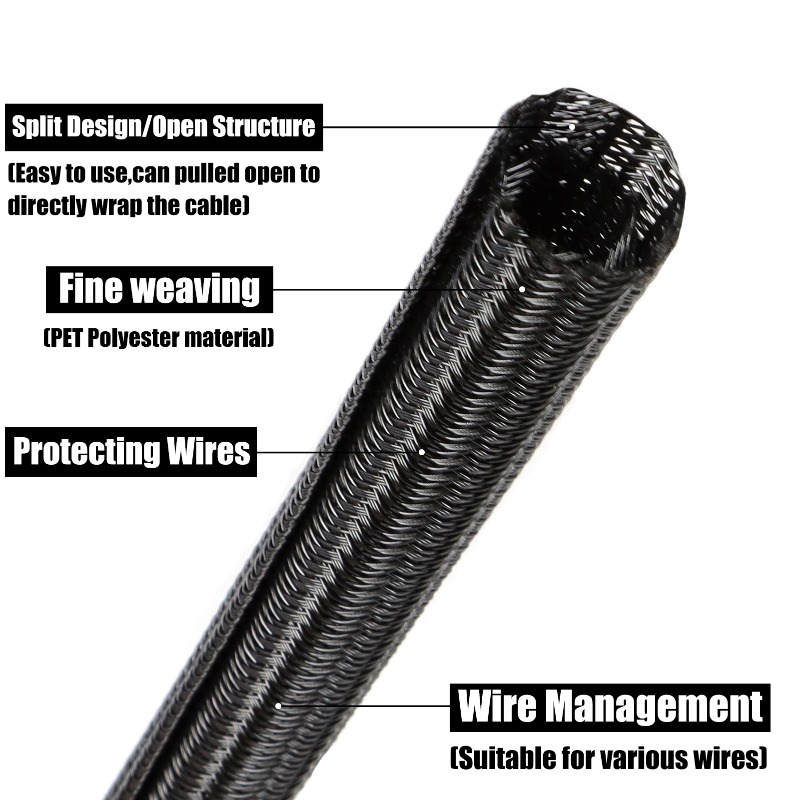 2/10m Black PET Braided Self-C - огляд і ціна Cable Sleeve Braided