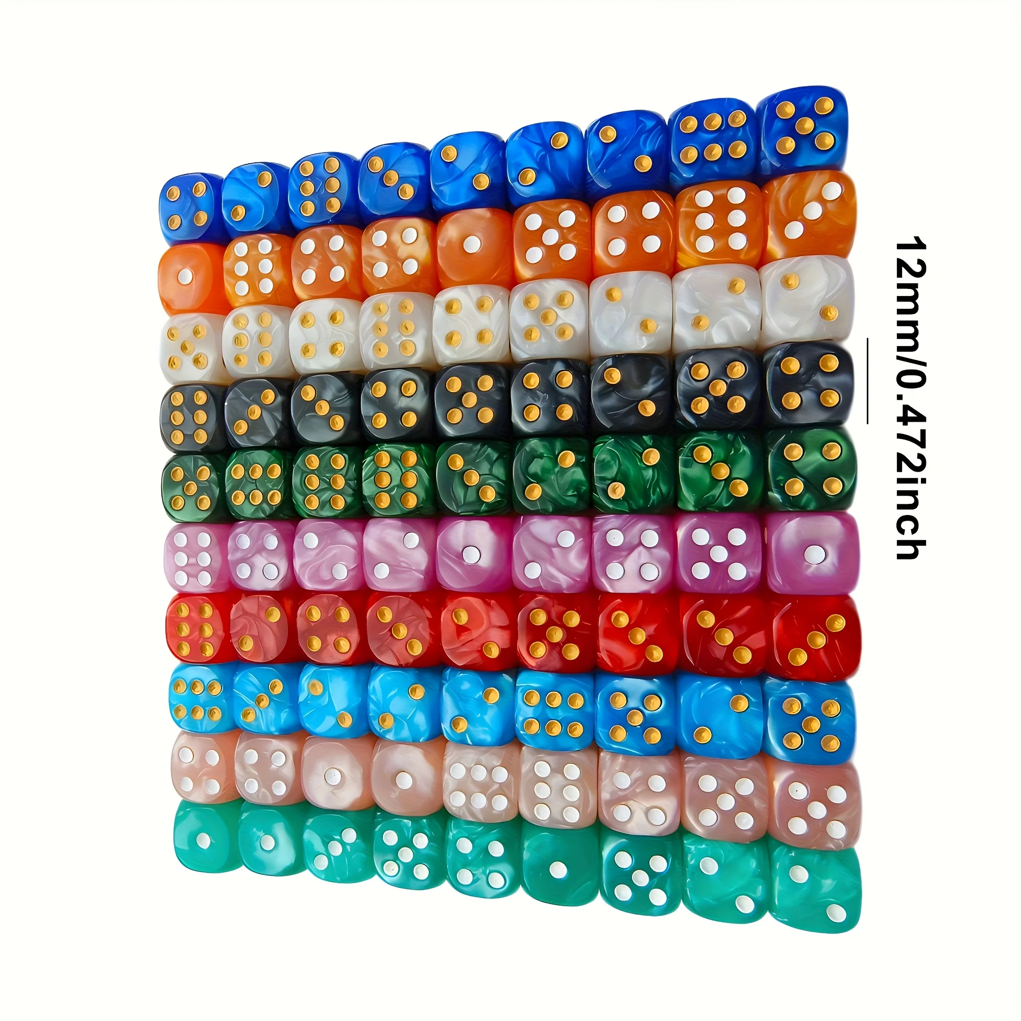 10Pcs 12mm Pearl Swirl D6 Dice - огляд і ціна Gaming Accessories Tablet