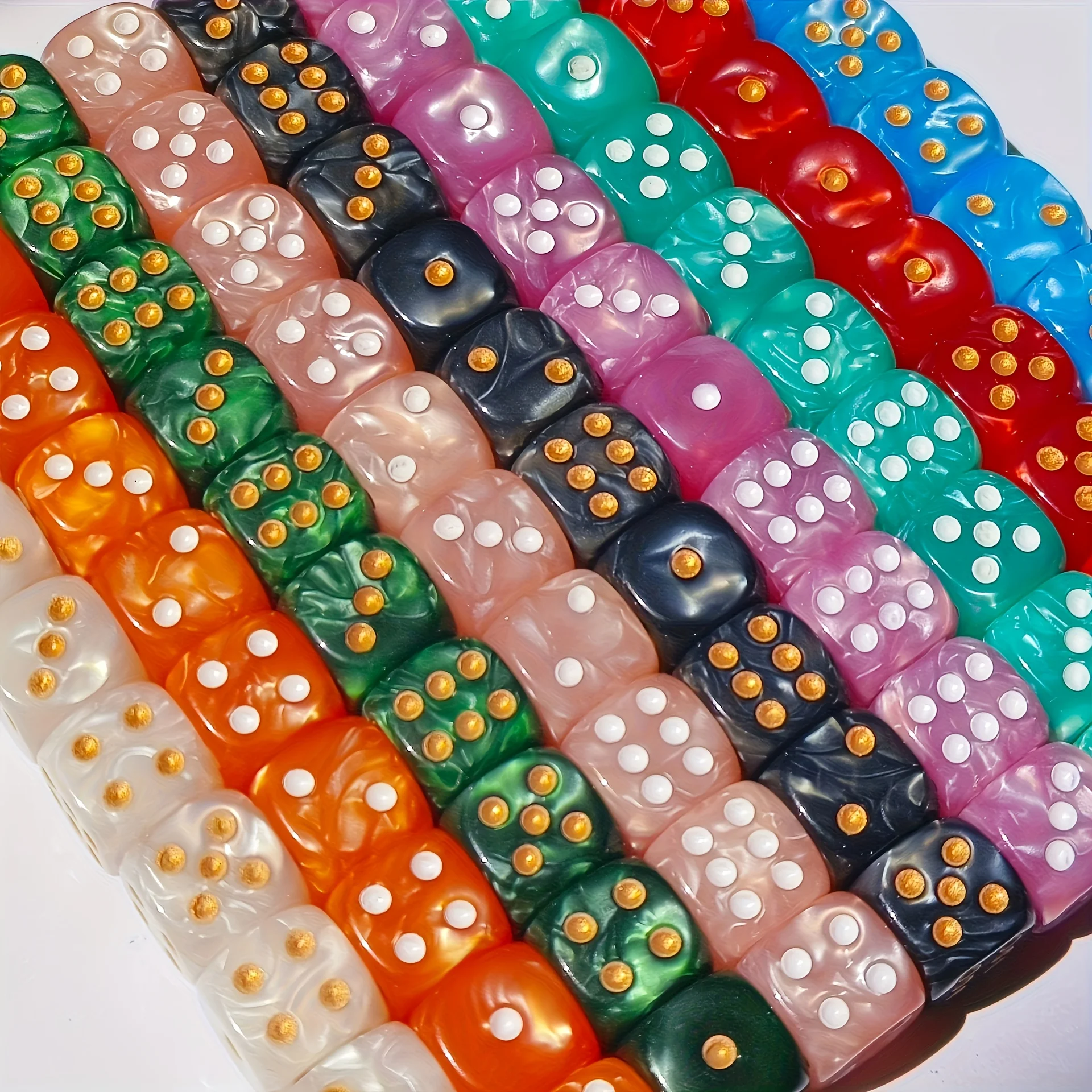 10Pcs 12mm Pearl Swirl D6 Dice - огляд і ціна Gaming Accessories Tablet