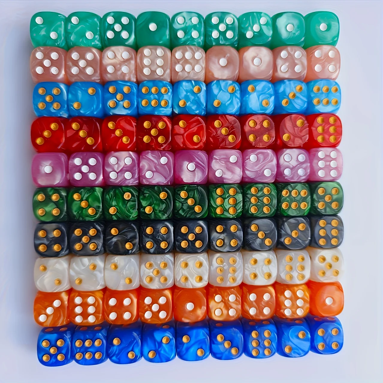 10Pcs 12mm Pearl Swirl D6 Dice - огляд і ціна Gaming Accessories Tablet