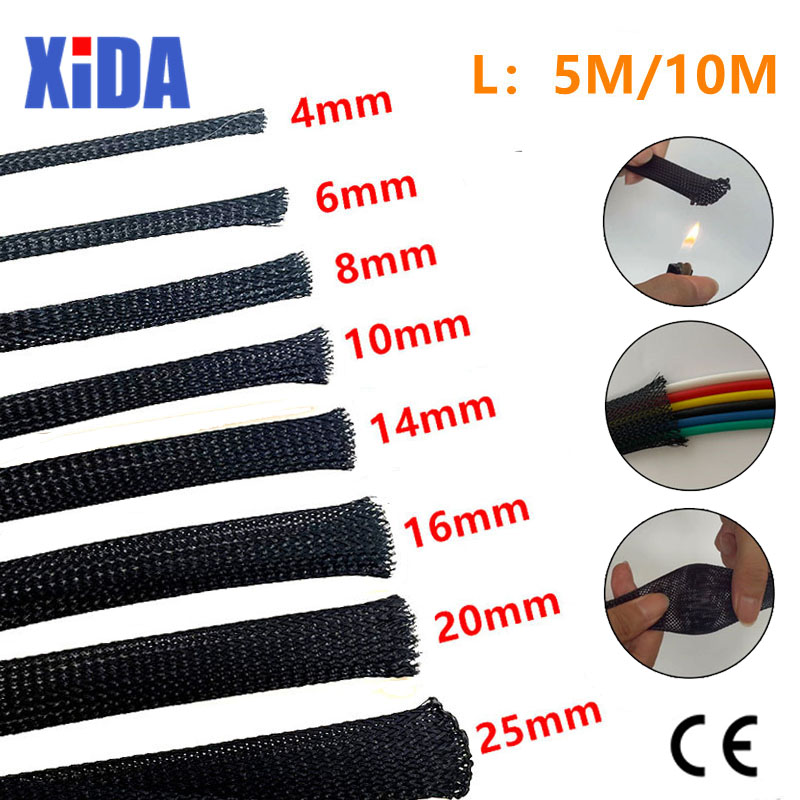 5/10M Black PET Wire Insulated - огляд і ціна Cable Sleeve Braided