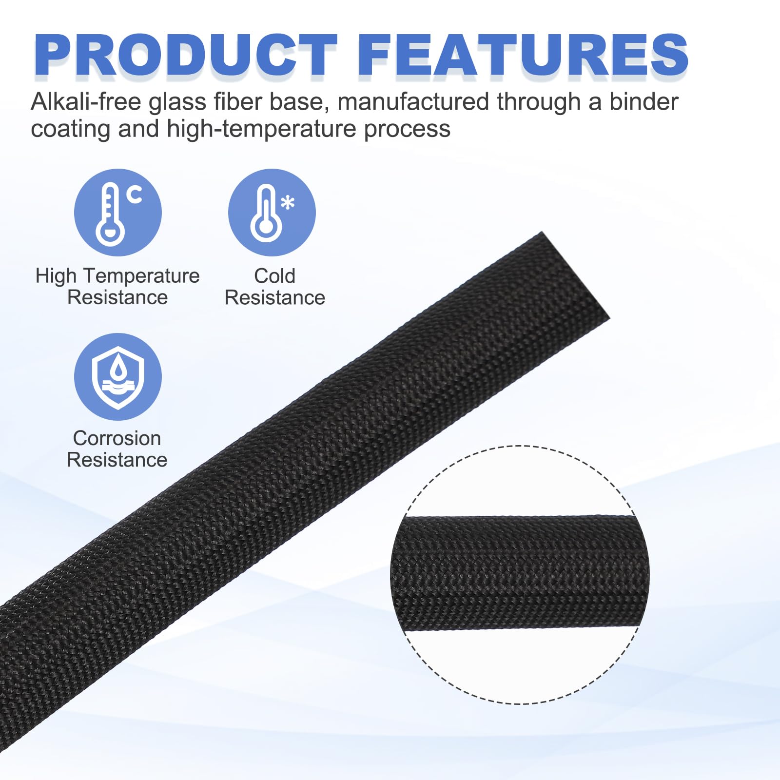 600°C HIGH TEMP Fiberglass Sle - огляд і ціна Cable Sleeve Braided