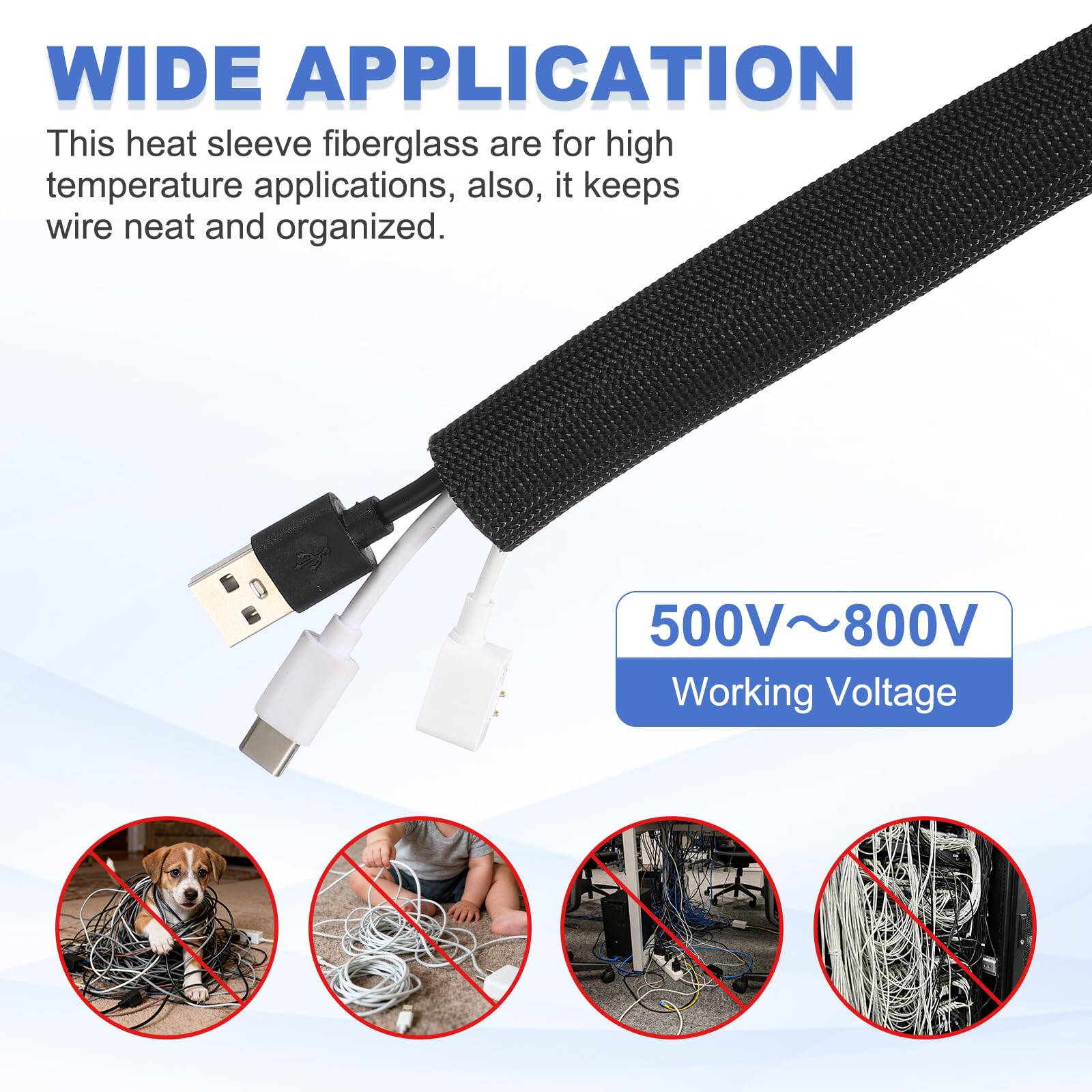 600°C HIGH TEMP Fiberglass Sle - огляд і ціна Cable Sleeve Braided